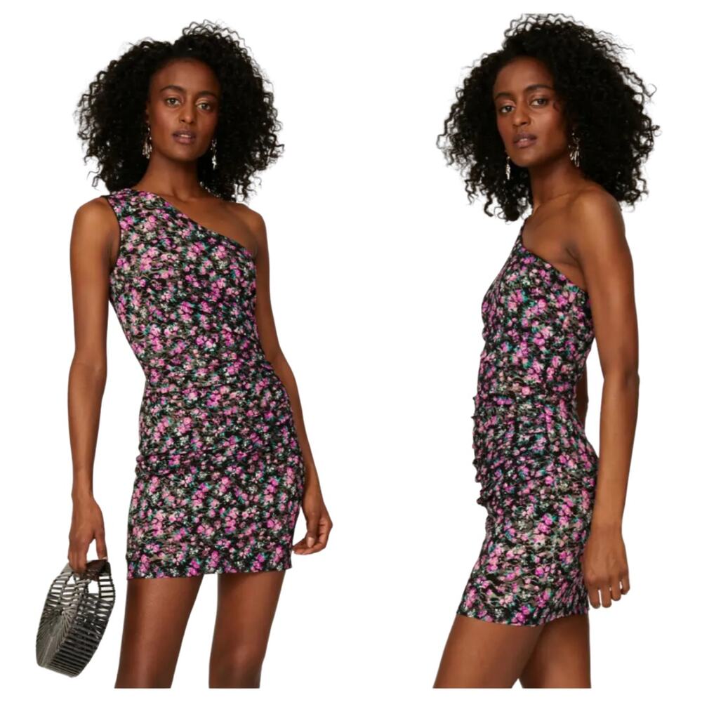 Dress the Population Martie Floral Lace One Shoulder Mini Dress S Needs Repair